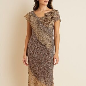 Robbie Bee Women’s Elegant Brown Dress Small